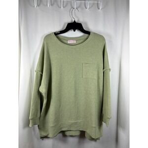 Discount Divas Boutique Sage Green Oversized Knit Pocket Pullover Sweater Medium